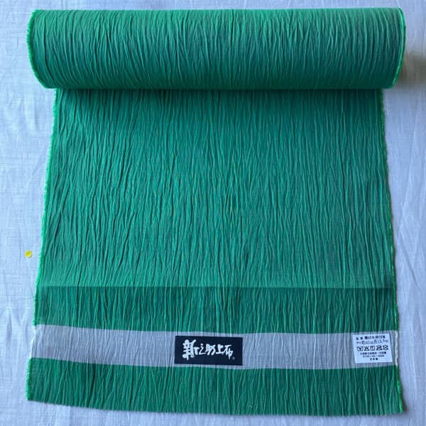 34_07  綿麻着尺反物 無地「エメラレルドグリーン」