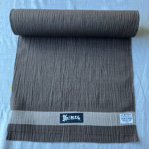 34_10  綿麻着尺反物 無地「チャコールグレイ」